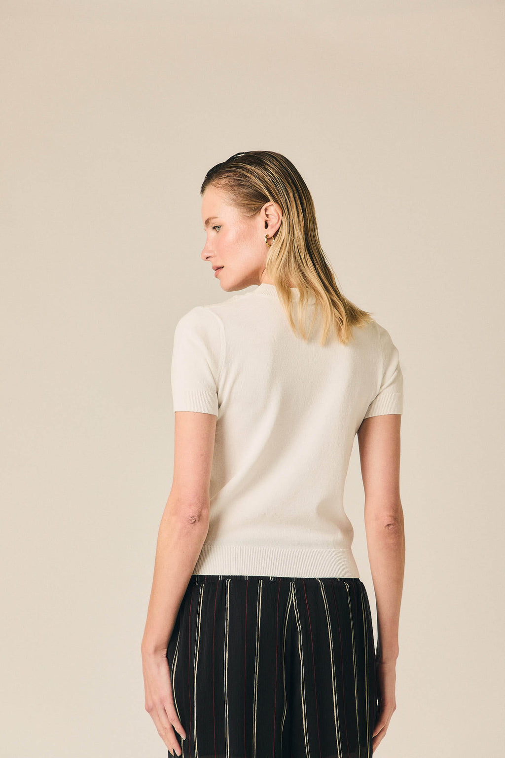 Camiseta de punto con lentejuelas blanco