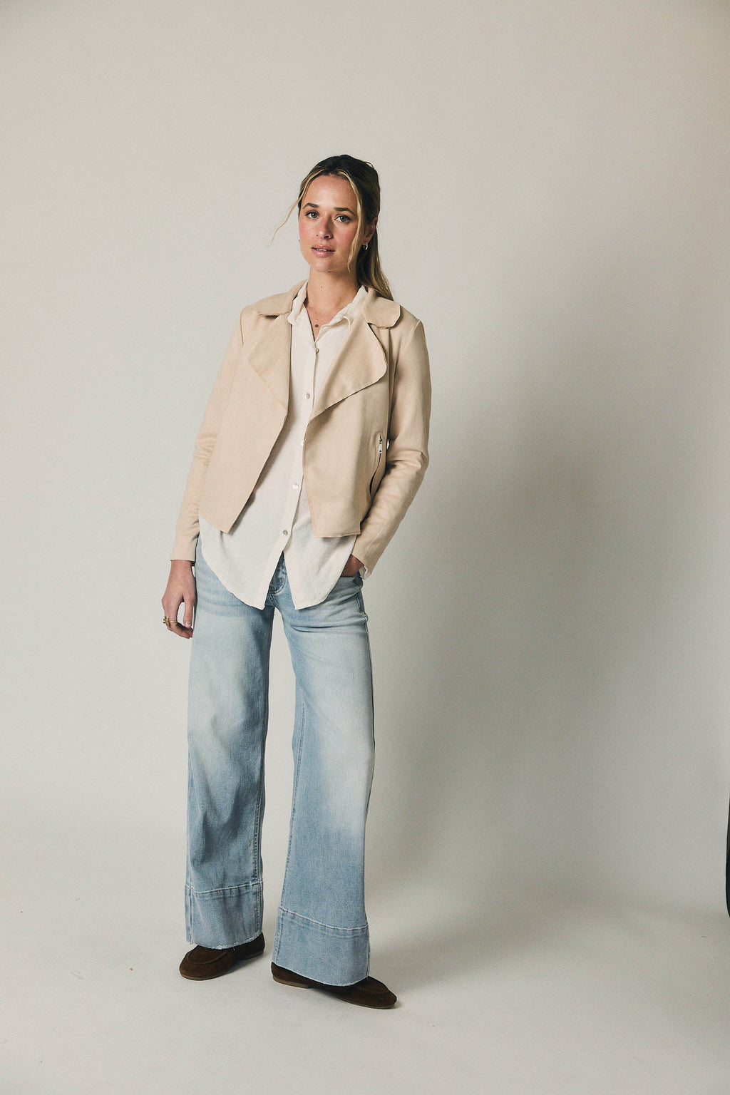 Chaqueta perfecto de ante beige
