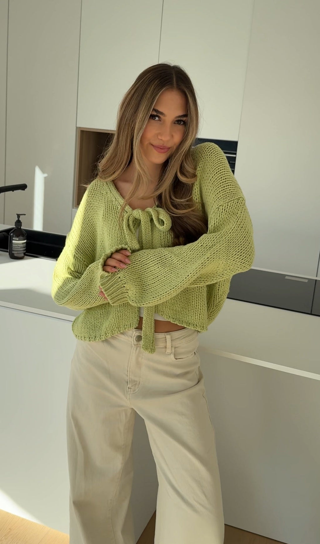 CARDIGÁN CON LAZO CUTE MATCHA