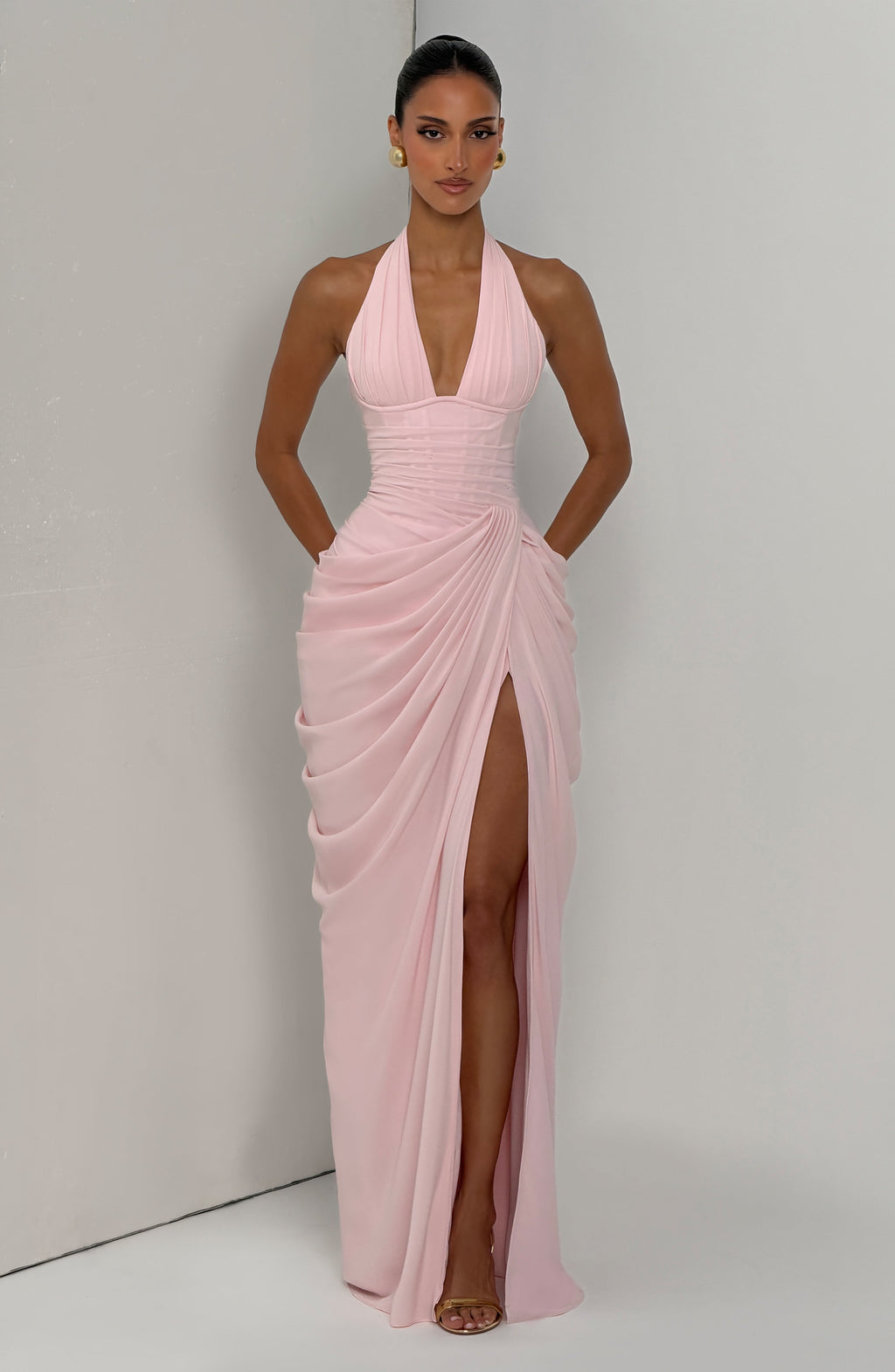 Vestido largo Minette - Rosa empolvado