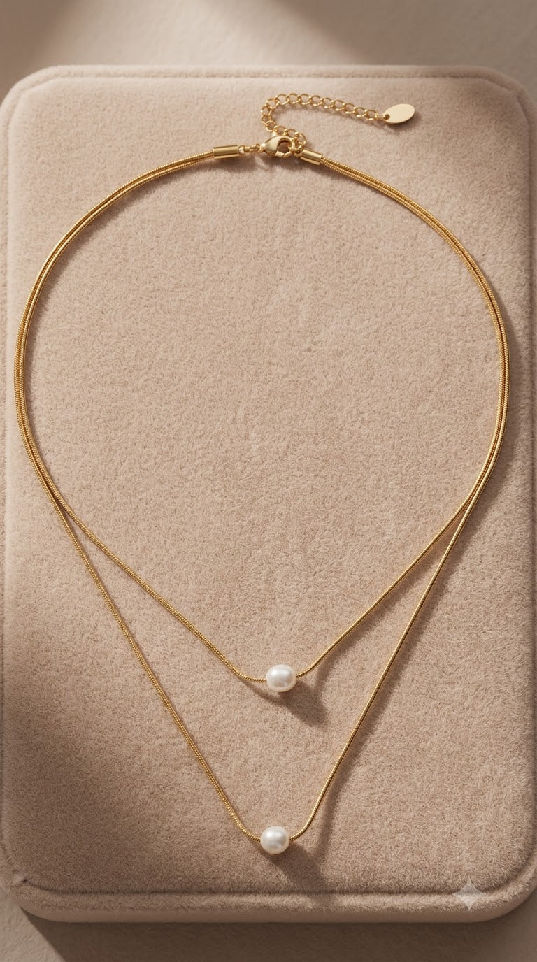 Collar de perlas de agua dulce en capas