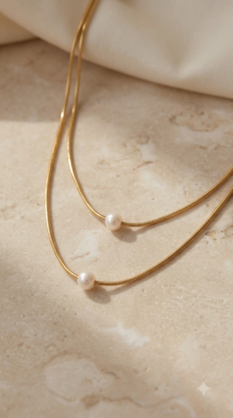 Collar de perlas de agua dulce en capas