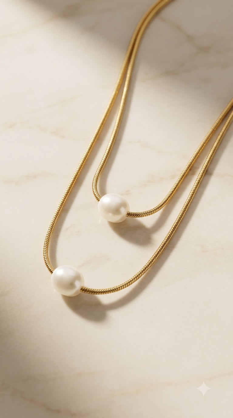 Collar de perlas de agua dulce en capas