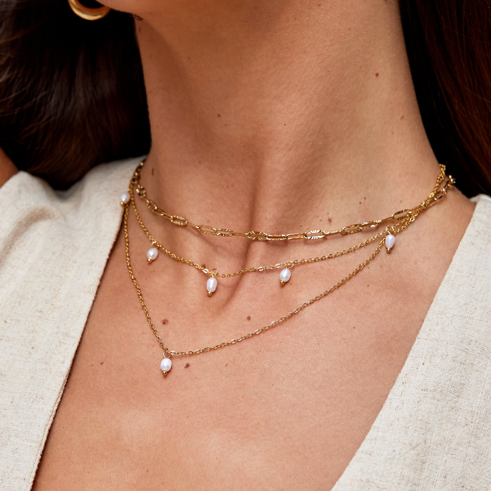Collar de capas con gotas de perla Kay