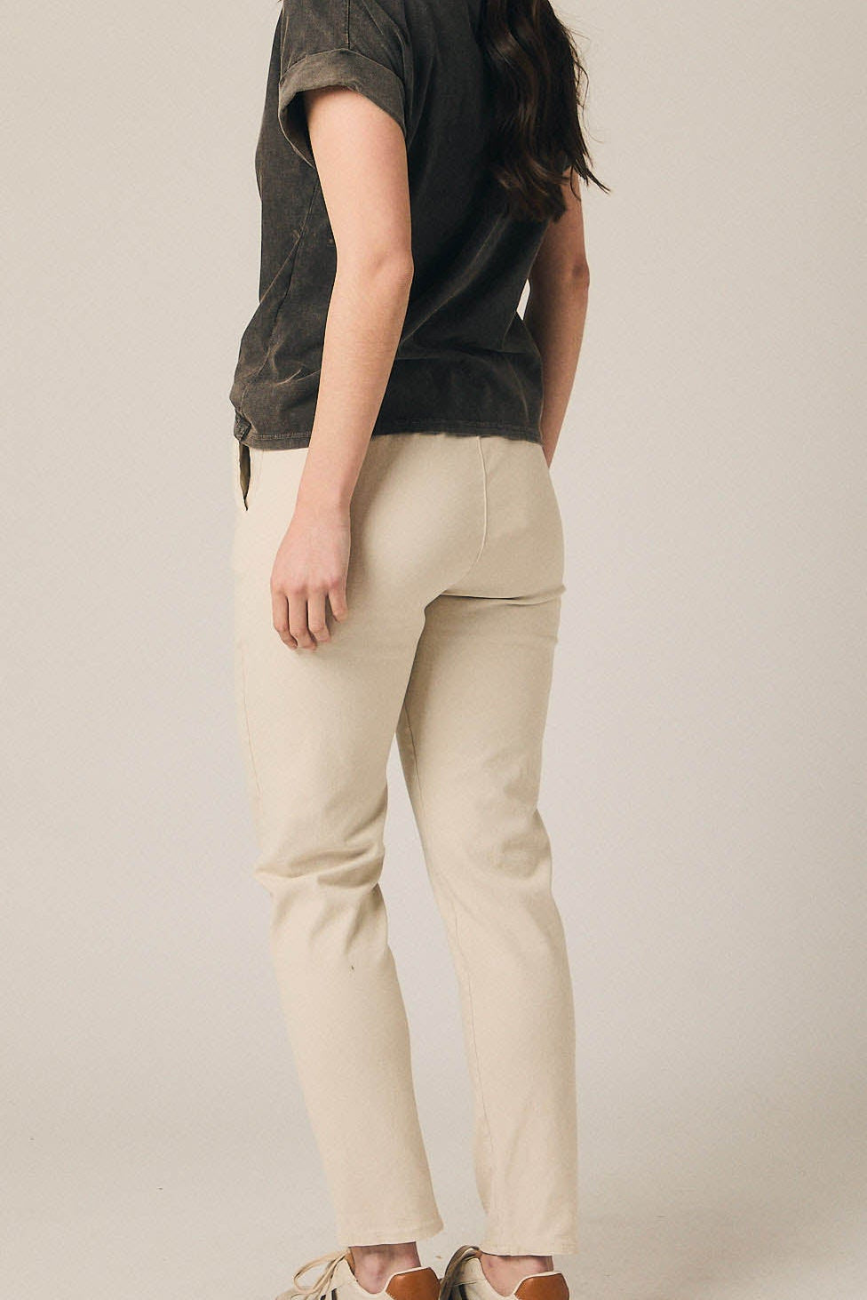 Pantalón algodón con cordón beige