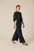 Pantalón ancho de rayas negro