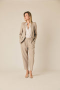 Pantalón tobillero fluido beige