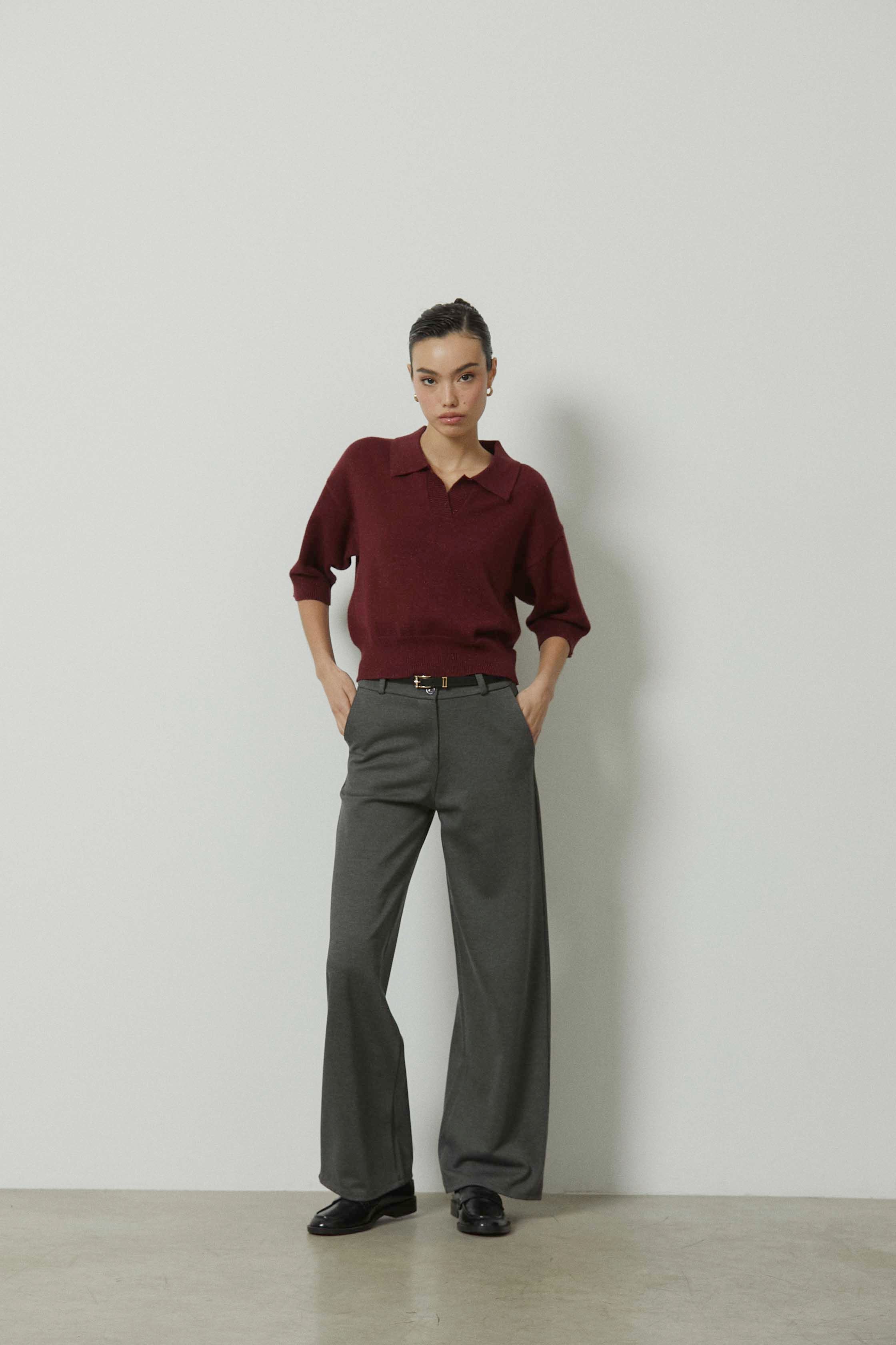 Pantalón sastre ancho raya gris antracita