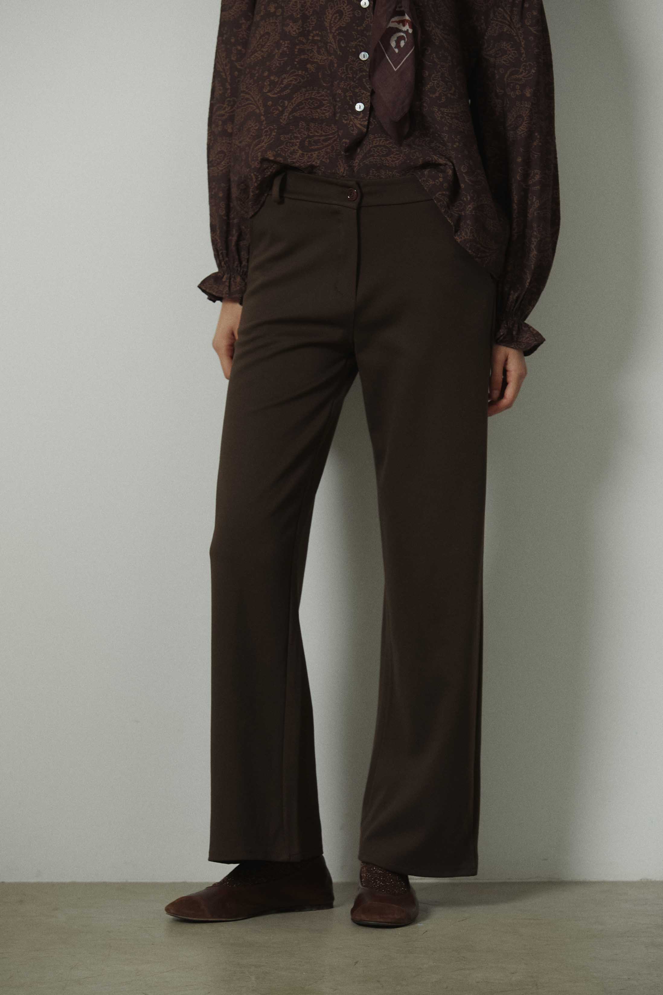 Pantalón sastre ancho marrón