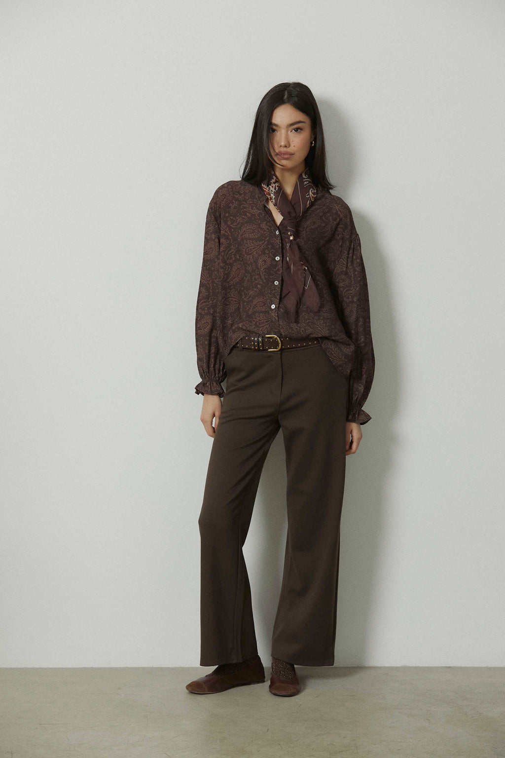 Pantalón sastre ancho marrón