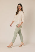 Pantalón seersucker rayas verde kaki