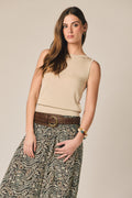 Top de punto sin mangas beige