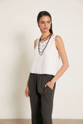 Top lino puntilla blanco