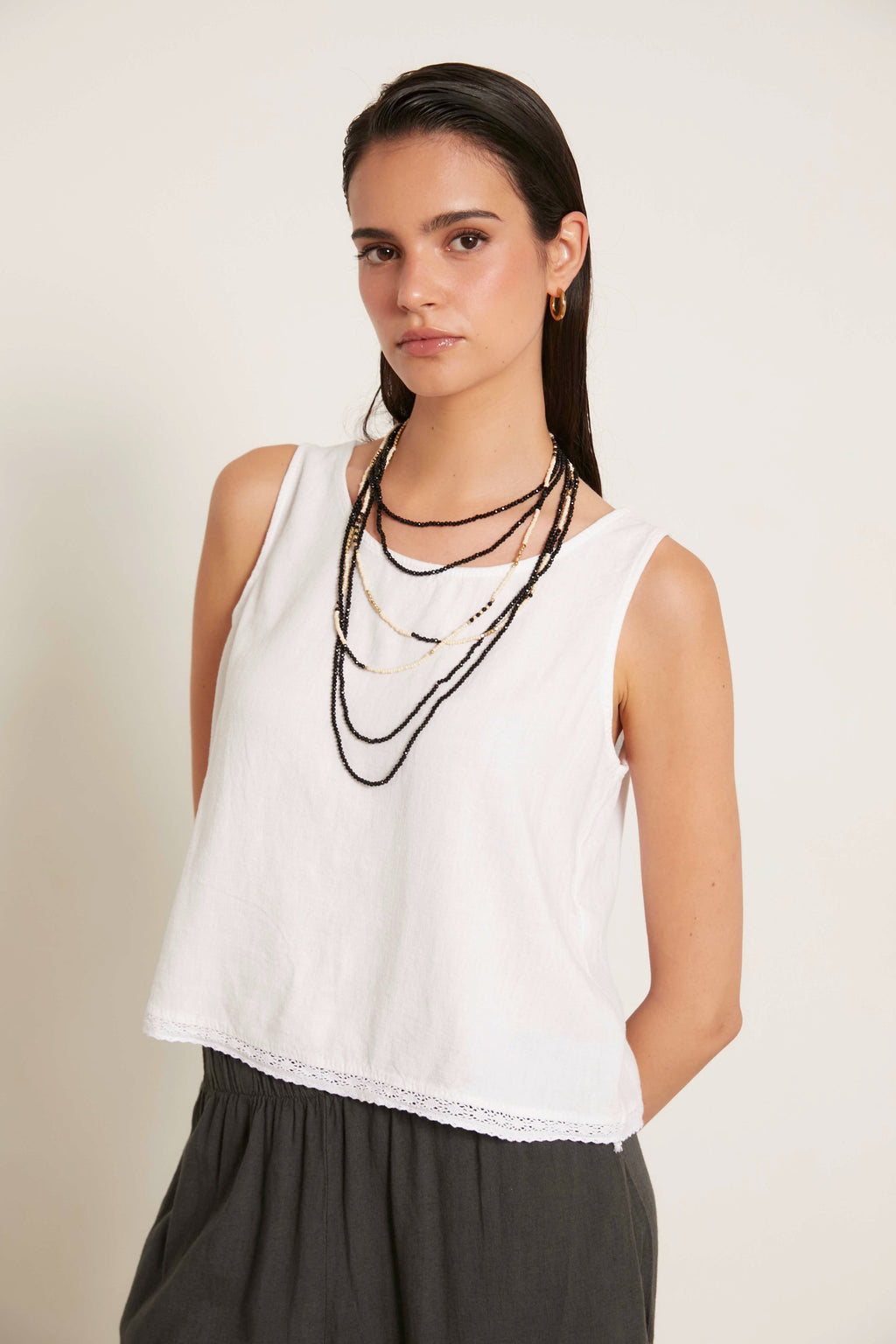 Top lino puntilla blanco