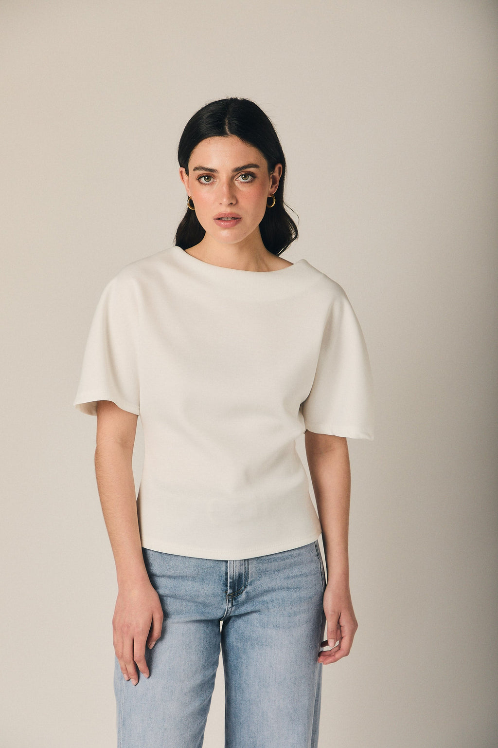 Top manga corta neopreno blanco