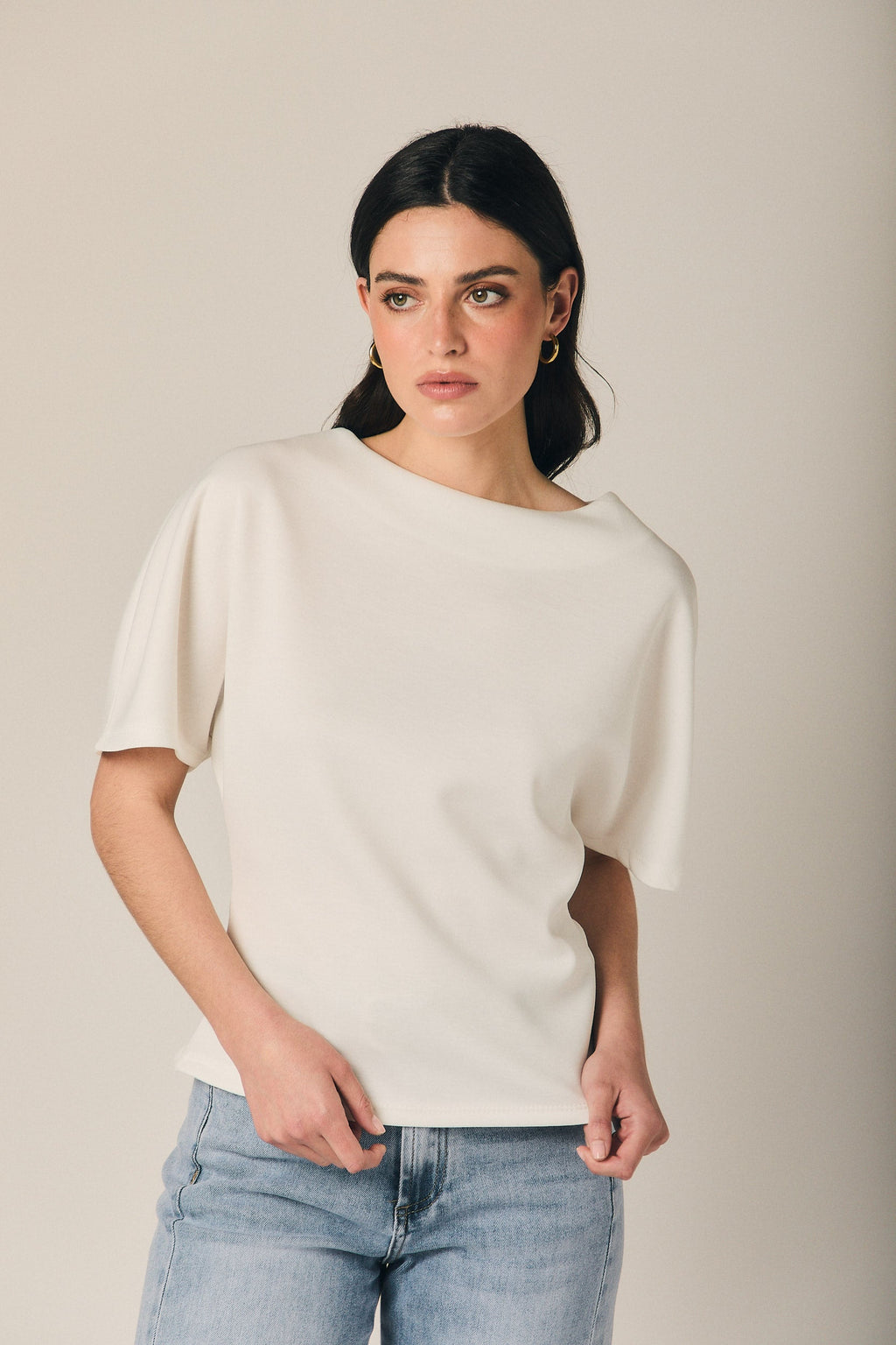 Top manga corta neopreno blanco