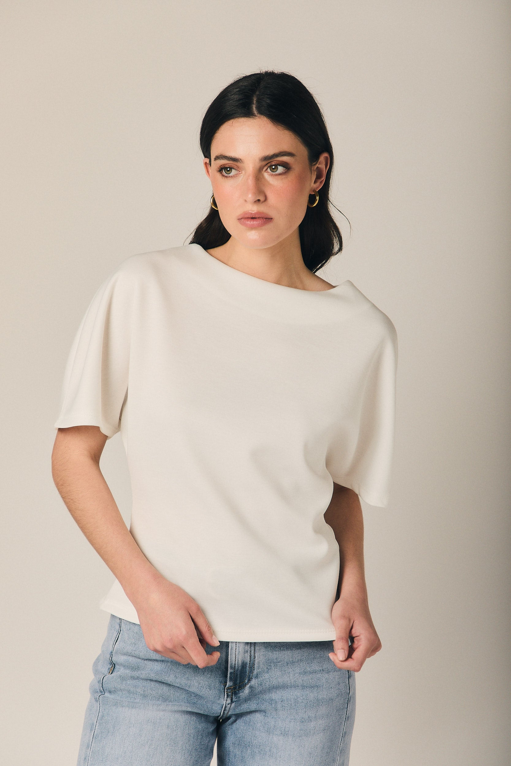 Top manga corta neopreno blanco