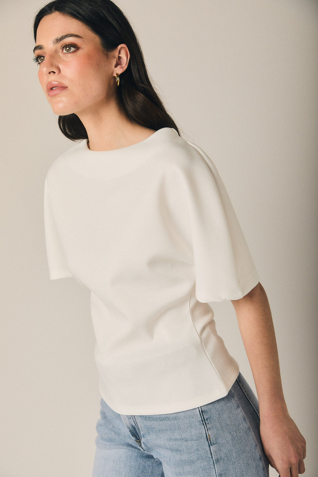 Top manga corta neopreno blanco