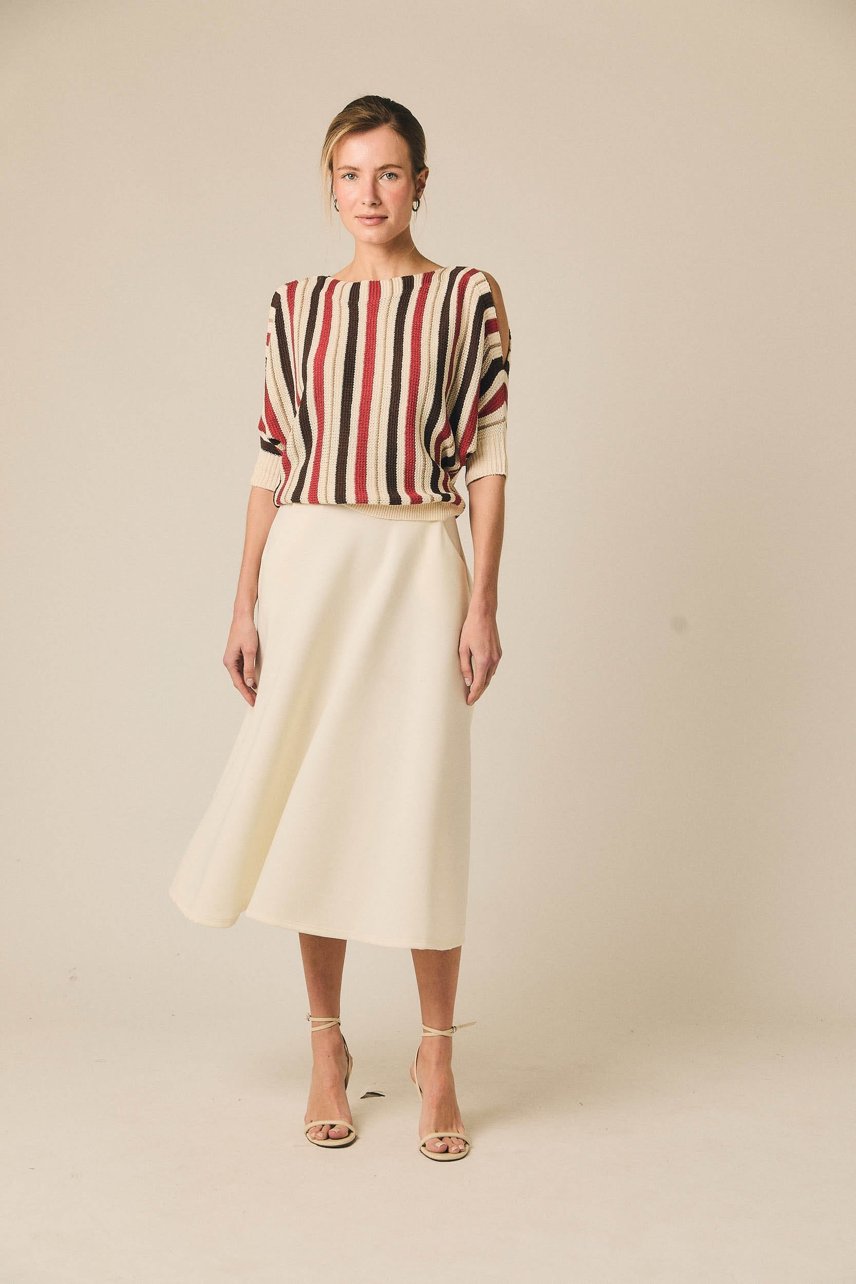Top de punto cut out rayas