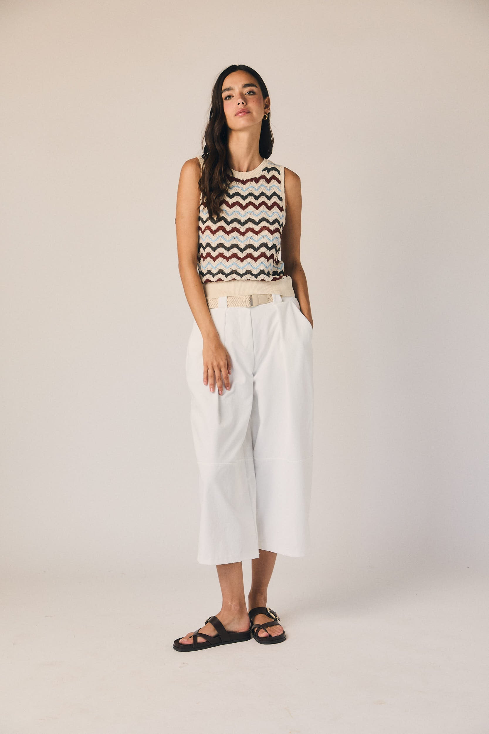 Top de punto sin mangas zig zag azul