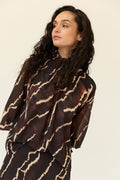 Top gasa maxi estampado tie dye marrón