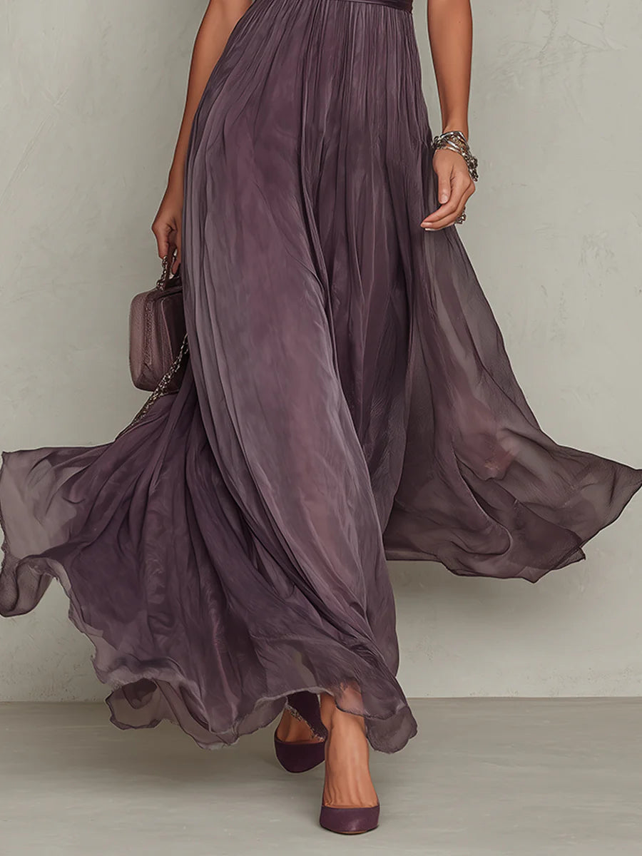 Verónica™ | Vestido fluido con encaje y cuello gota
