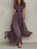 Verónica™ | Vestido fluido con encaje y cuello gota