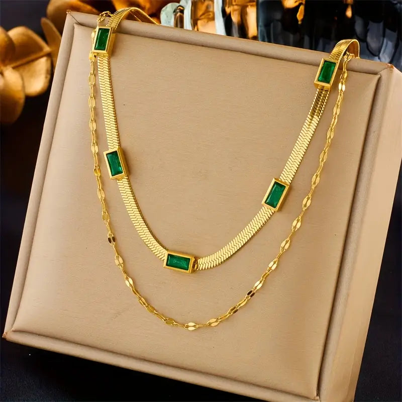 Collar Retro-Doble Capa Sorella Gem | Oro