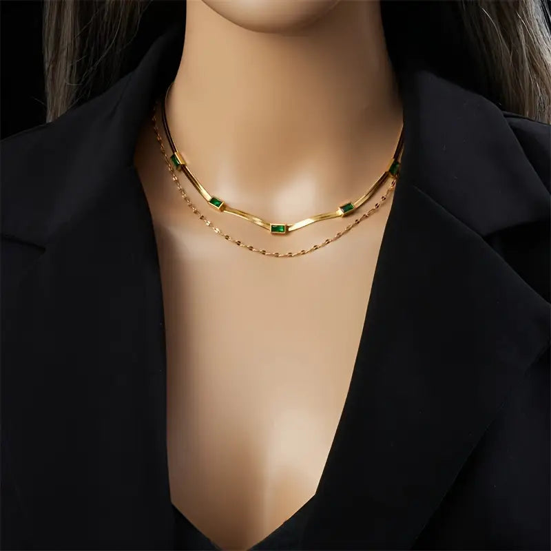 Collar Retro-Doble Capa Sorella Gem | Oro