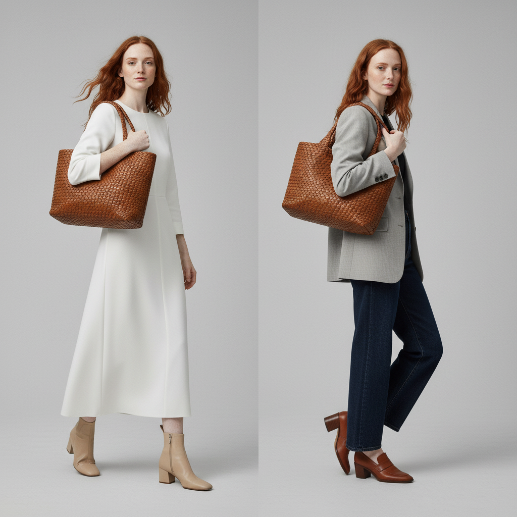 Renata | Lana bolso tote de cuero Artesanal