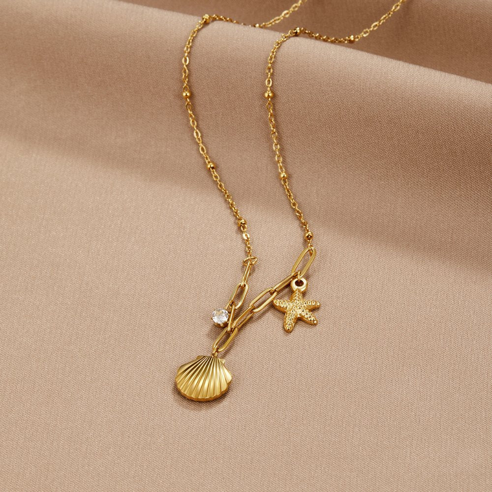 Collar de Concha Dorada y Estrella de Mar