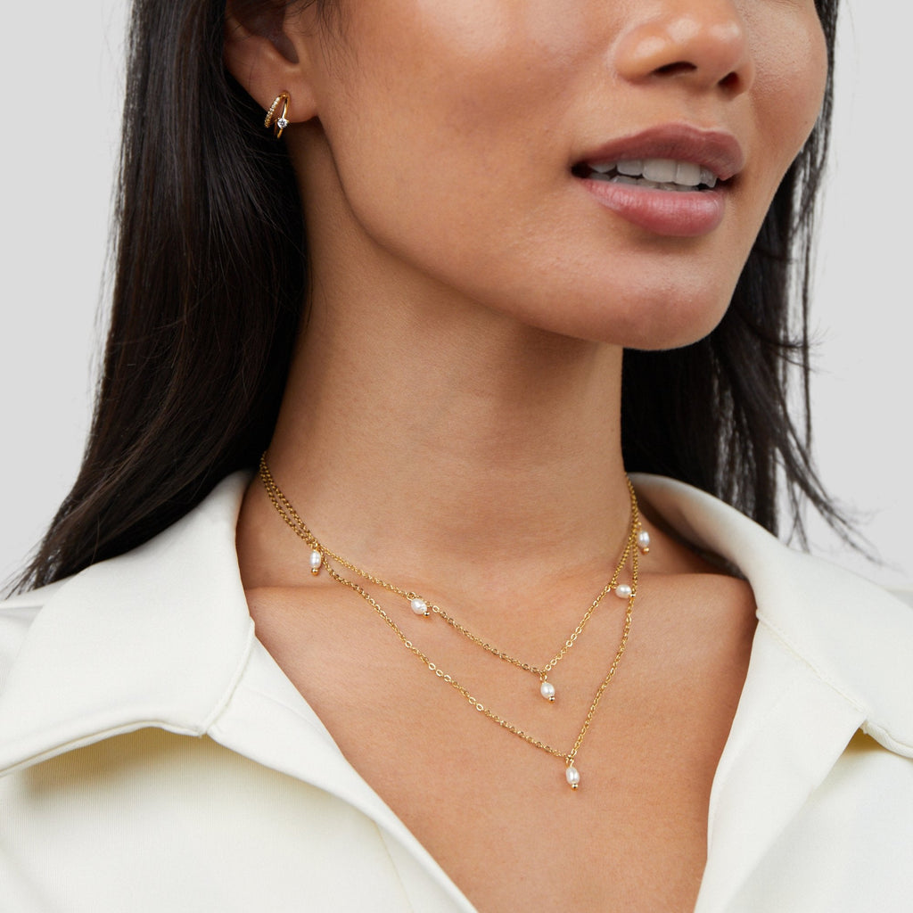 Collar de capas con gotas de perla Kay