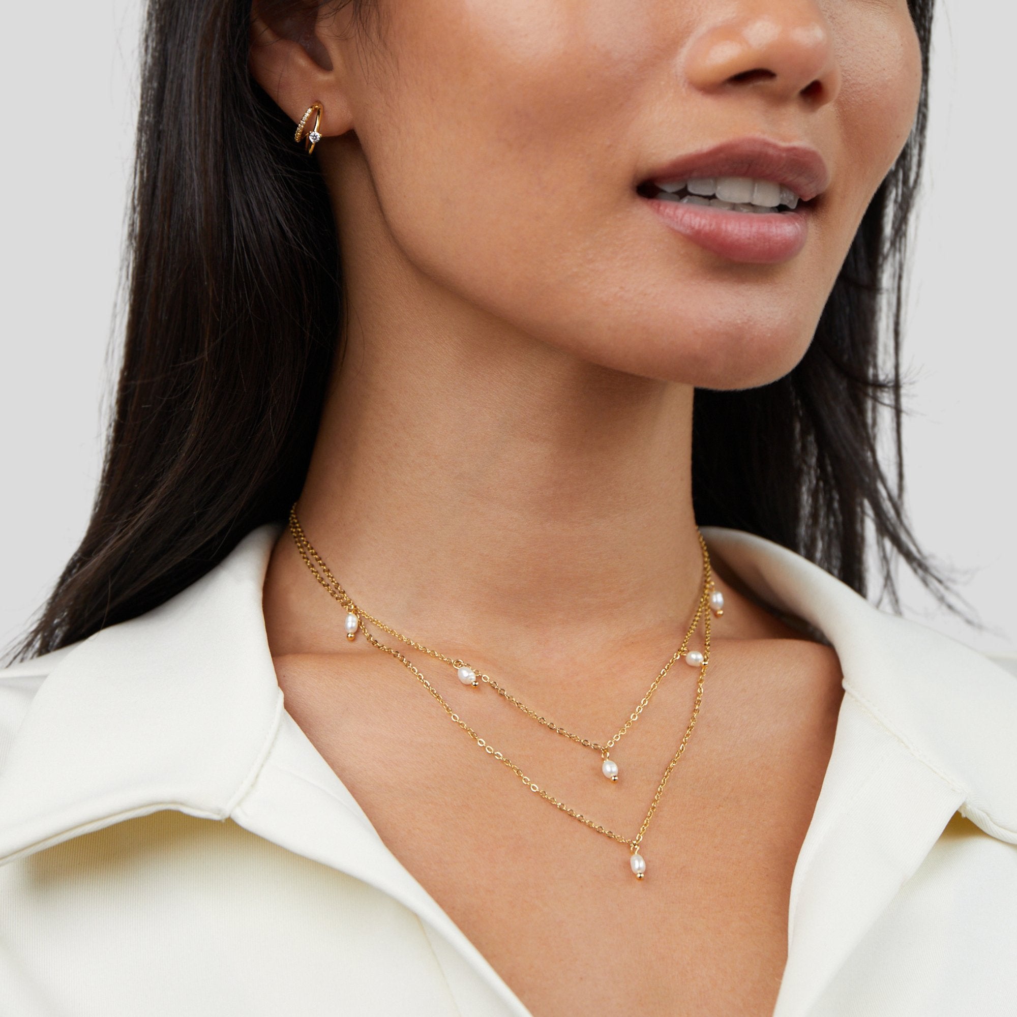 Collar de capas con gotas de perla Kay