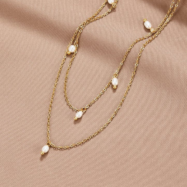 Collar de capas con gotas de perla Kay