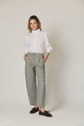 Pantalón de pinzas de cuadros azul marino