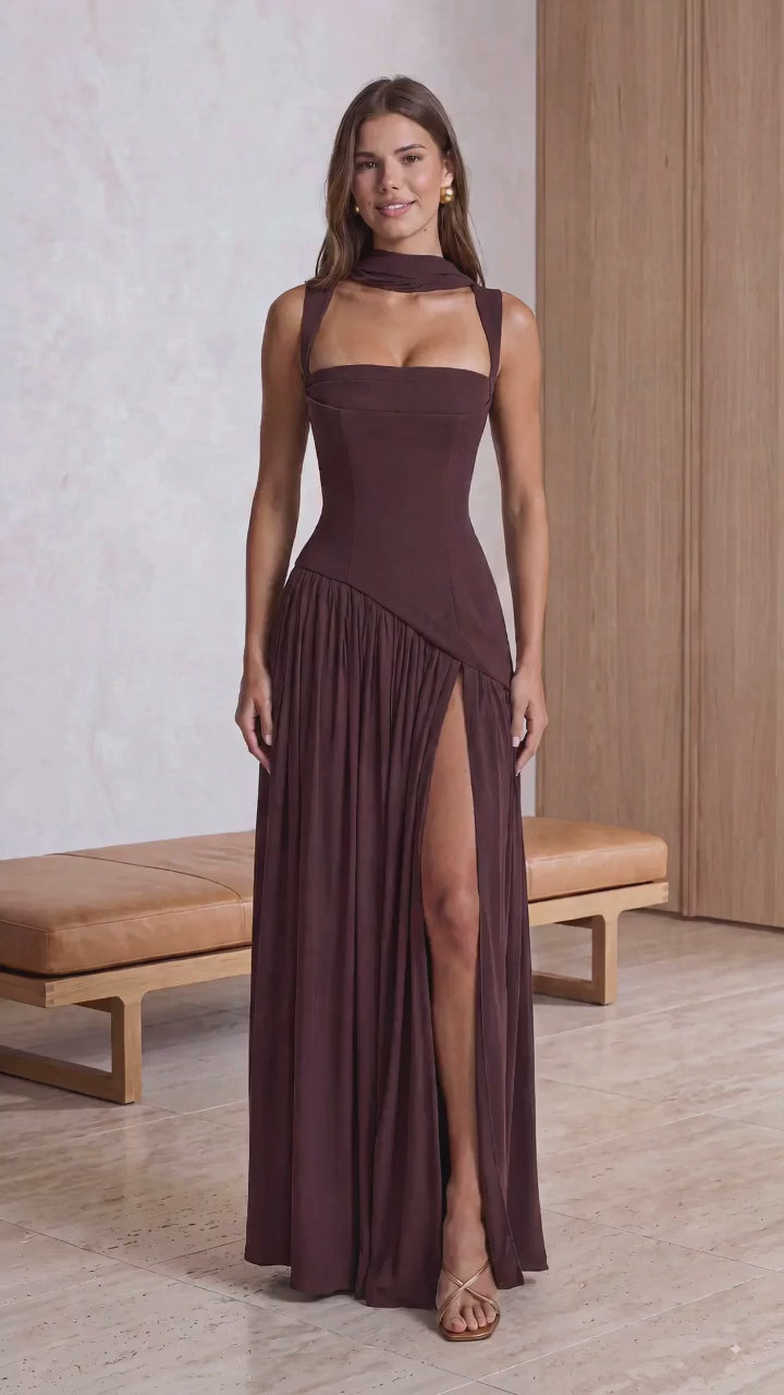 Vestido Maxi Tullulah - Marrón Ciruela