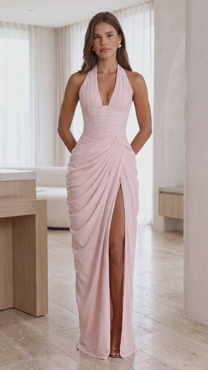 Vestido largo Minette - Rosa empolvado
