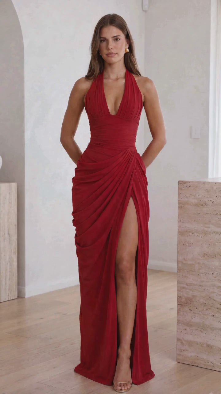 Vestido largo Minette - Rojo intenso