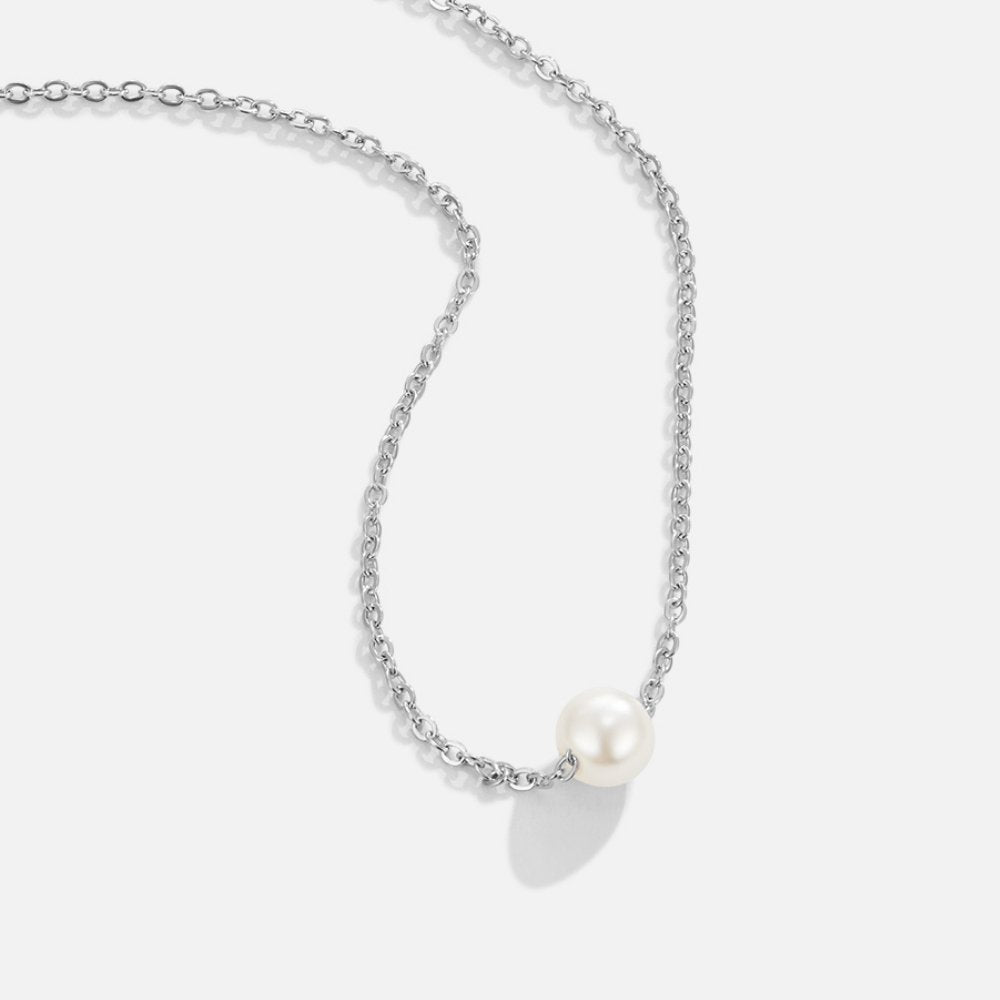 Collar de perlas de plata Solitaire