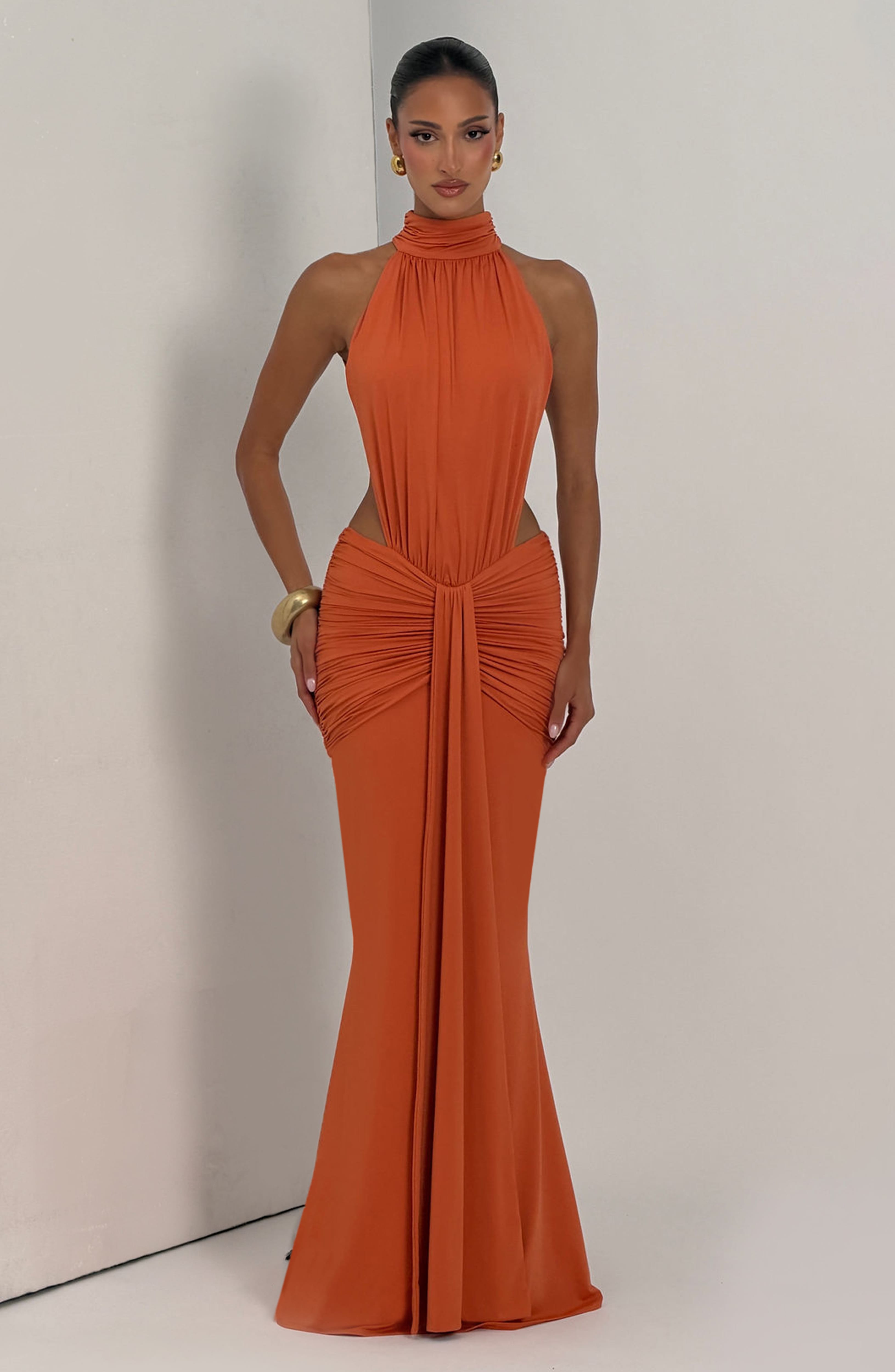 Vestido largo Thekla - Naranja quemado