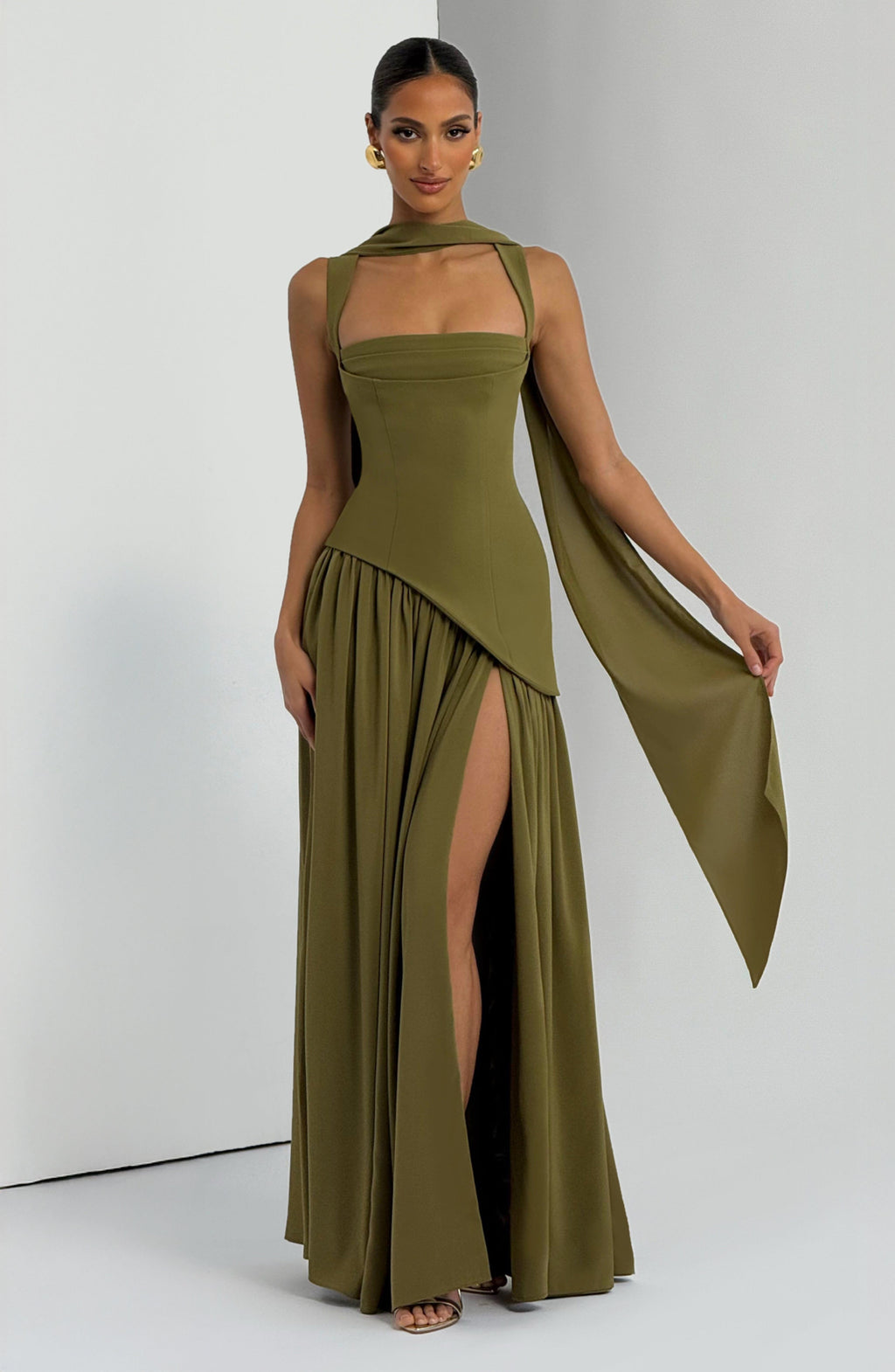 Vestido largo Tullulah - Verde oliva oscuro