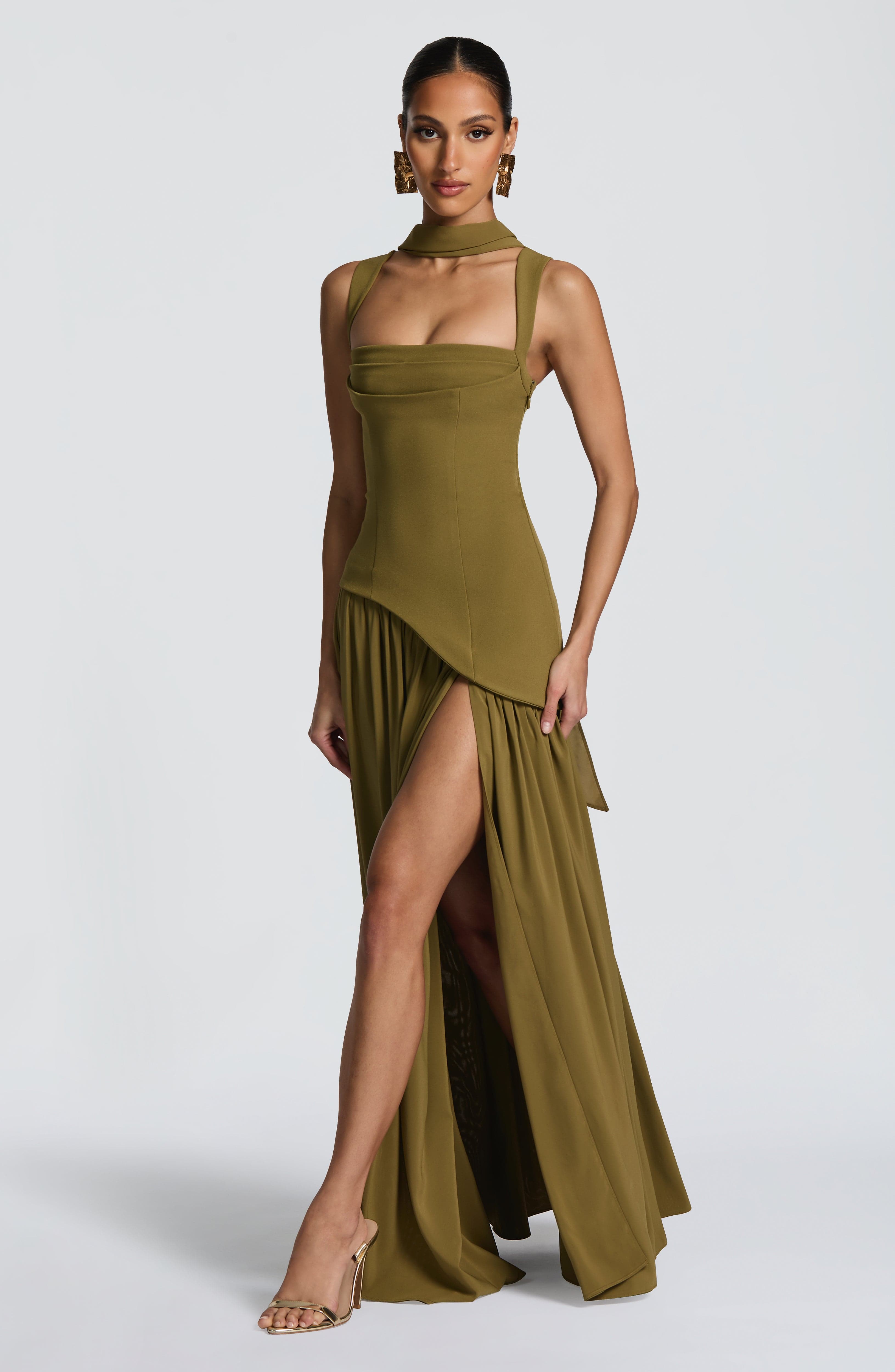 Vestido largo Tullulah - Verde oliva oscuro