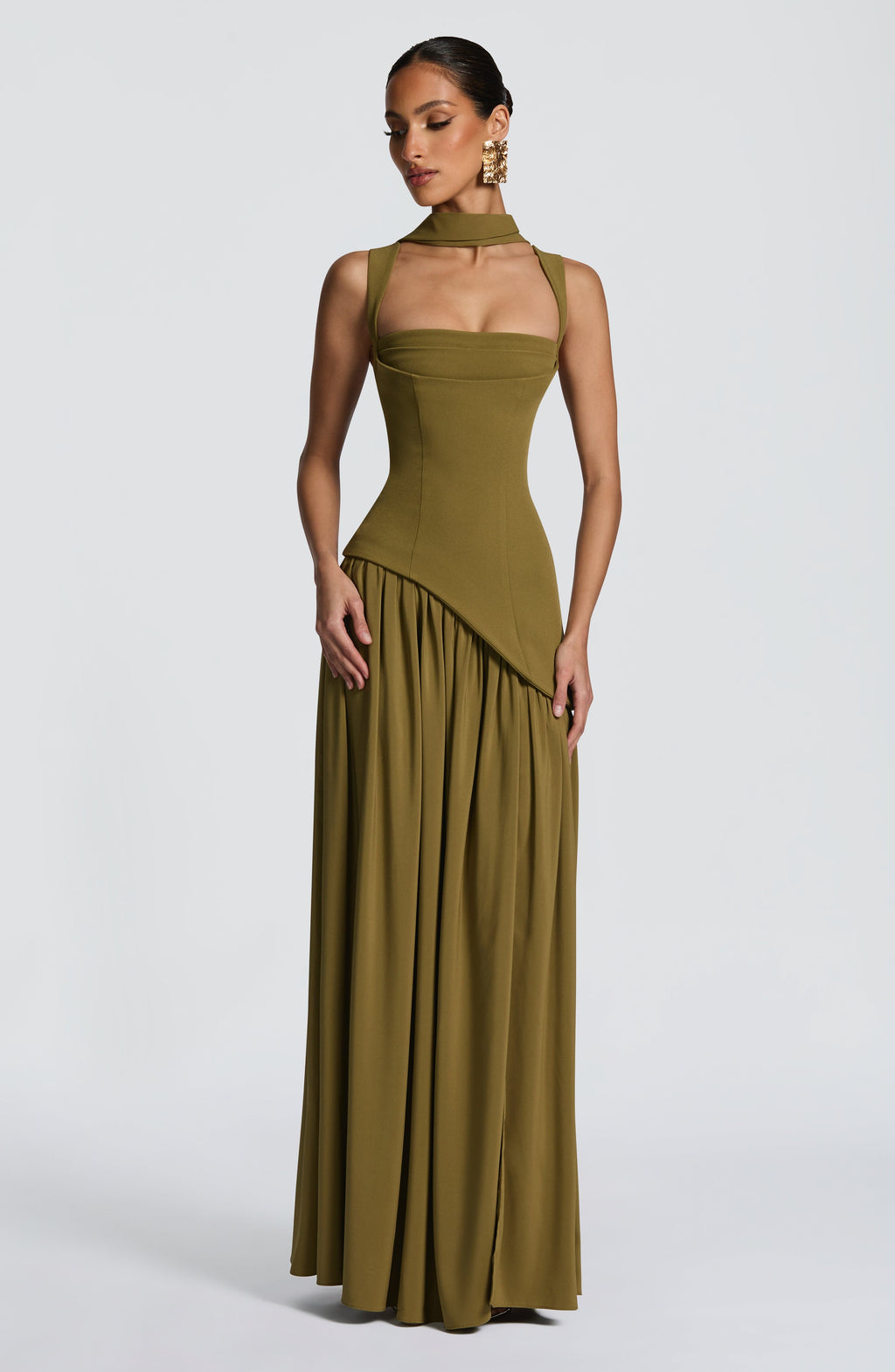 Vestido largo Tullulah - Verde oliva oscuro