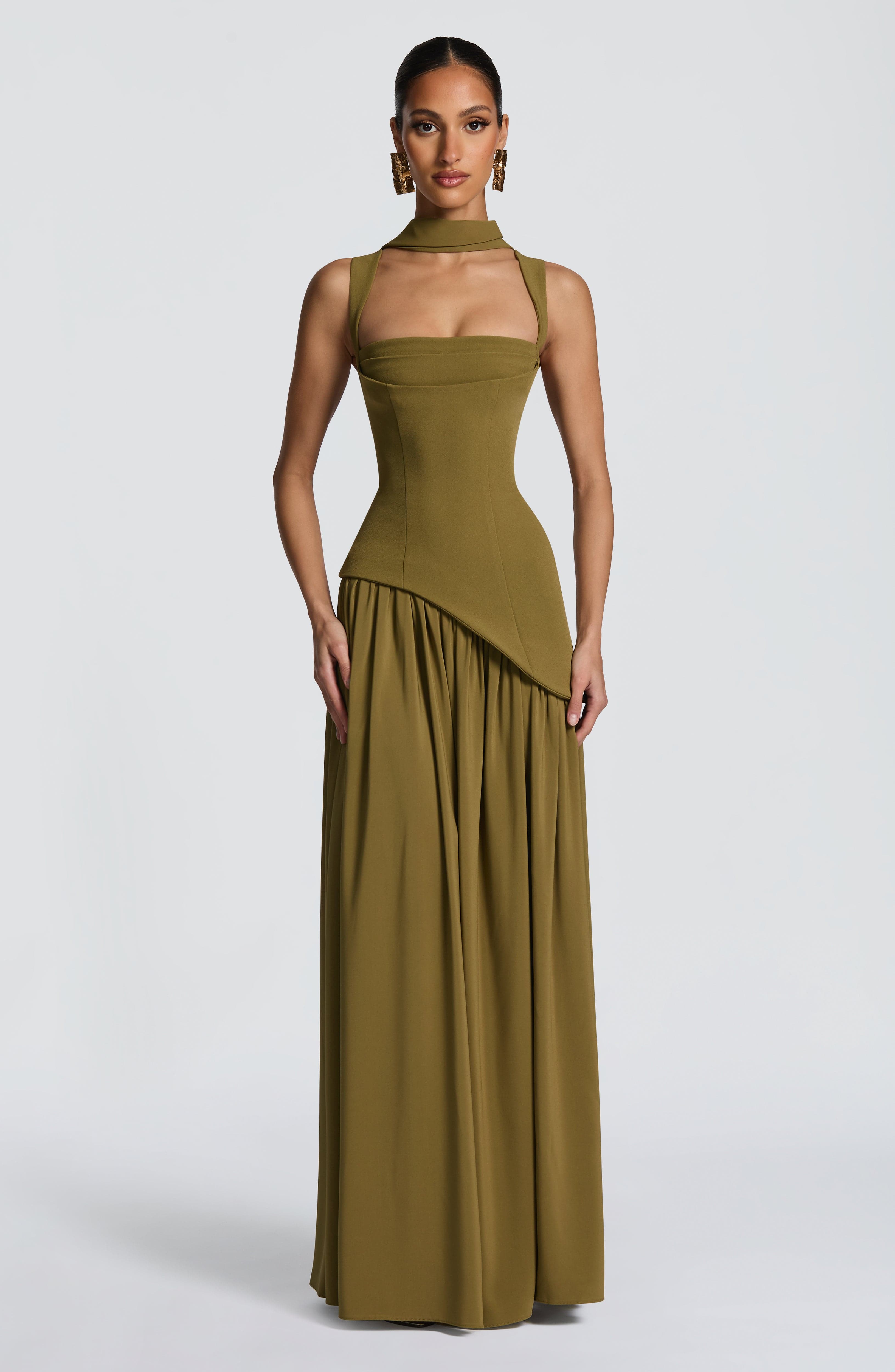Vestido largo Tullulah - Verde oliva oscuro