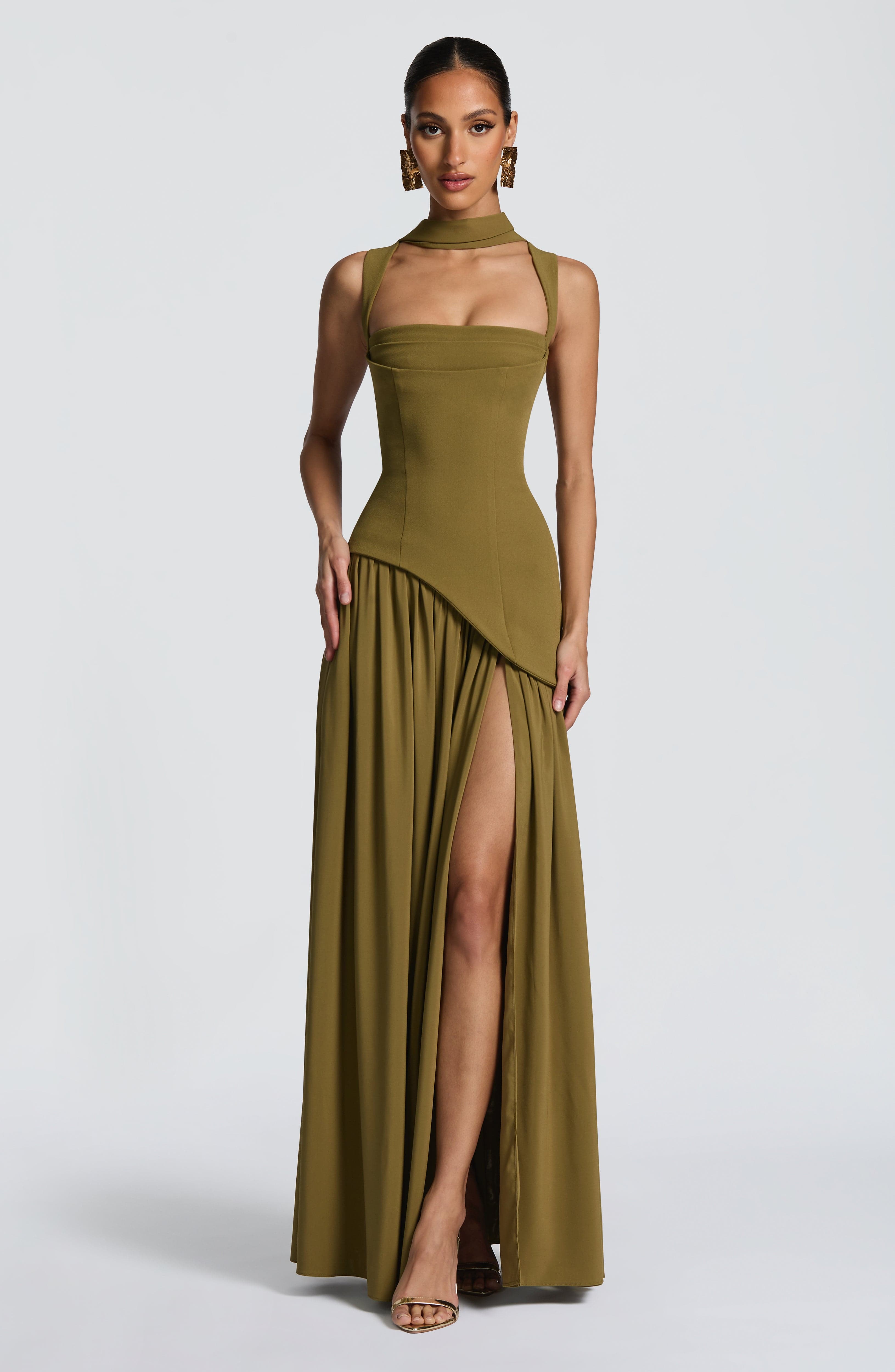 Vestido largo Tullulah - Verde oliva oscuro