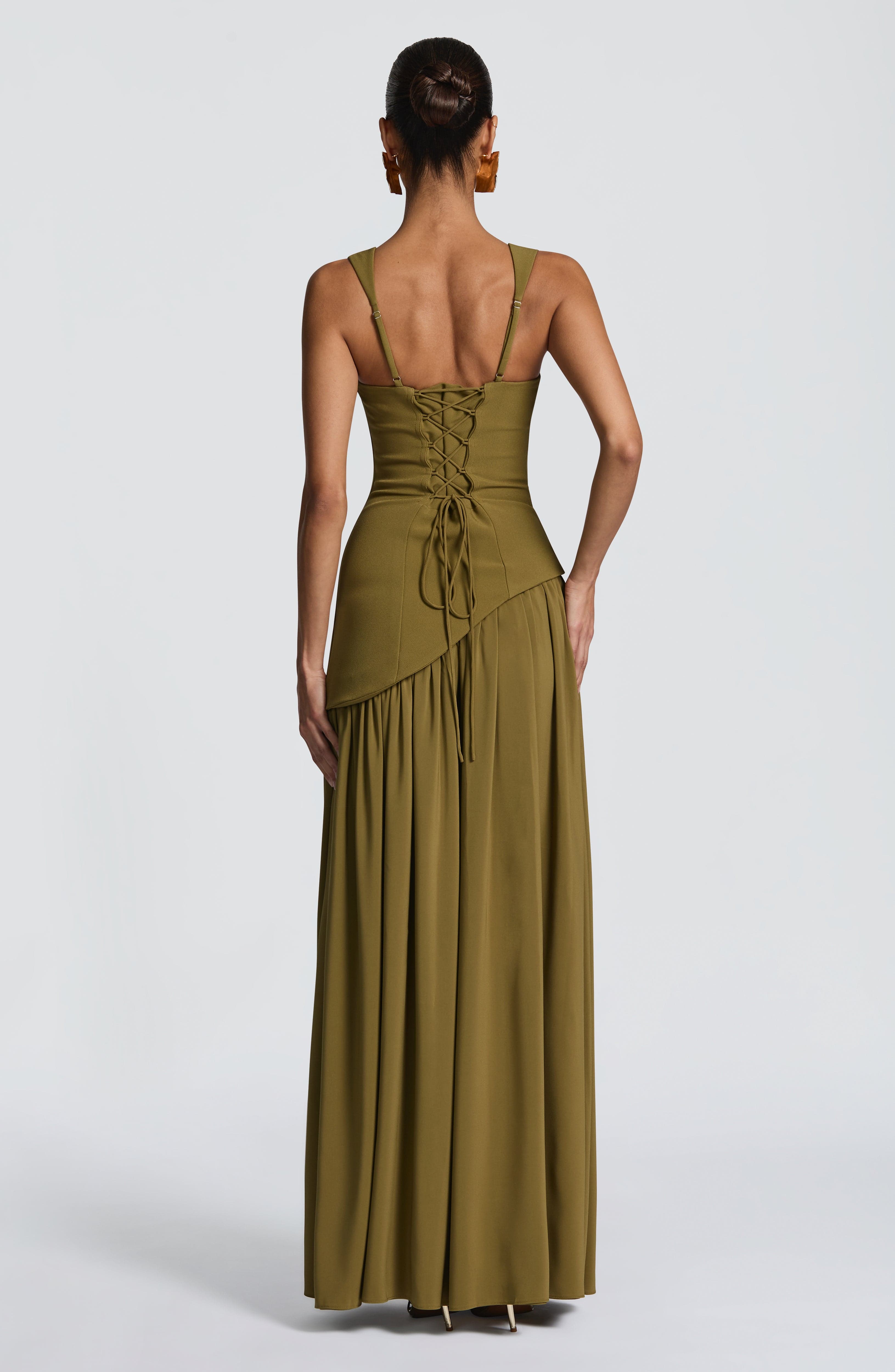 Vestido largo Tullulah - Verde oliva oscuro