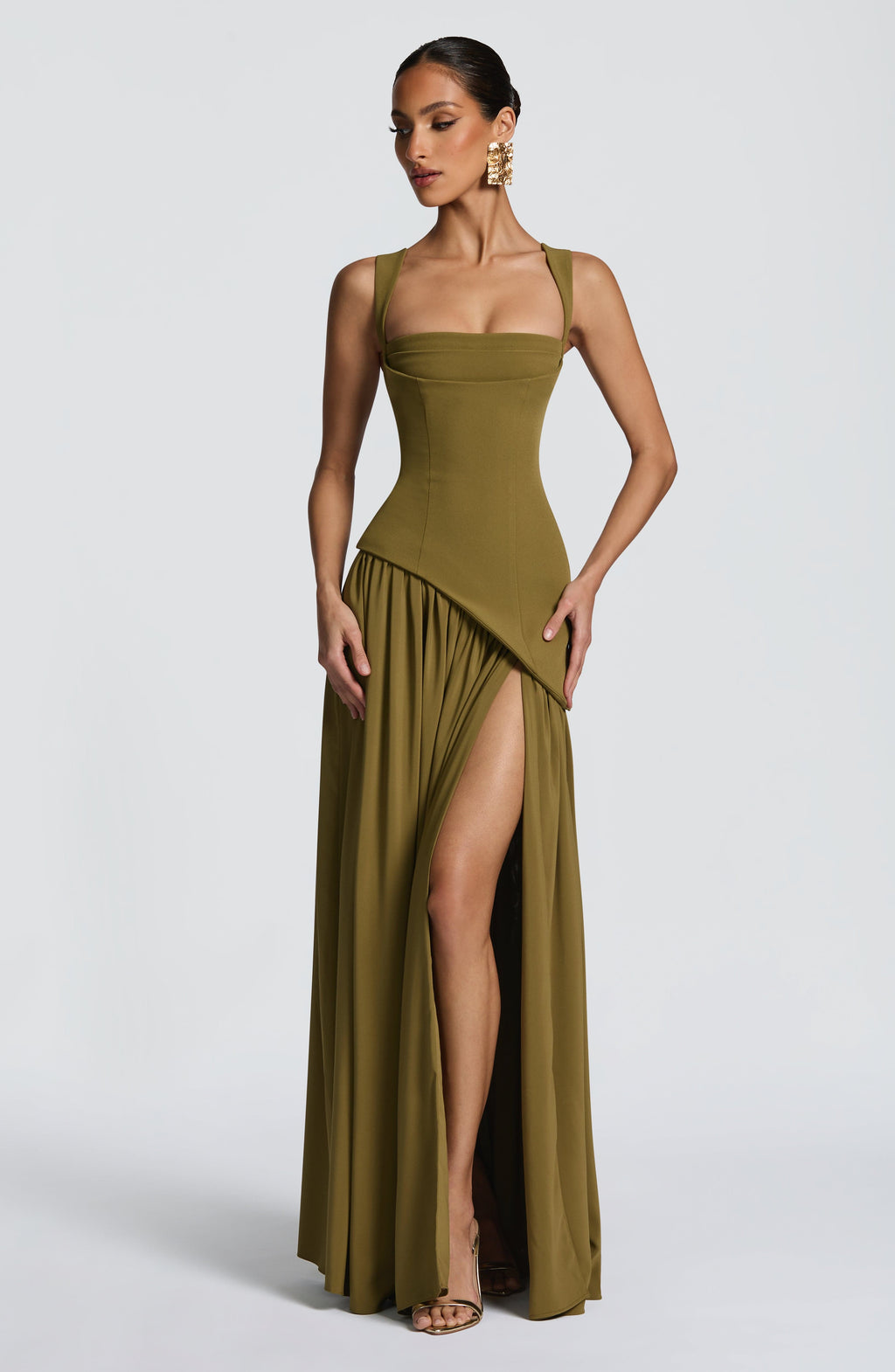 Vestido largo Tullulah - Verde oliva oscuro